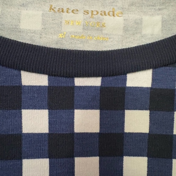 Kate Spade Blue Gingham Women's Peplum Cotton Top w/ Ruffled Cap Sleeves. XL - Picture 7 of 16